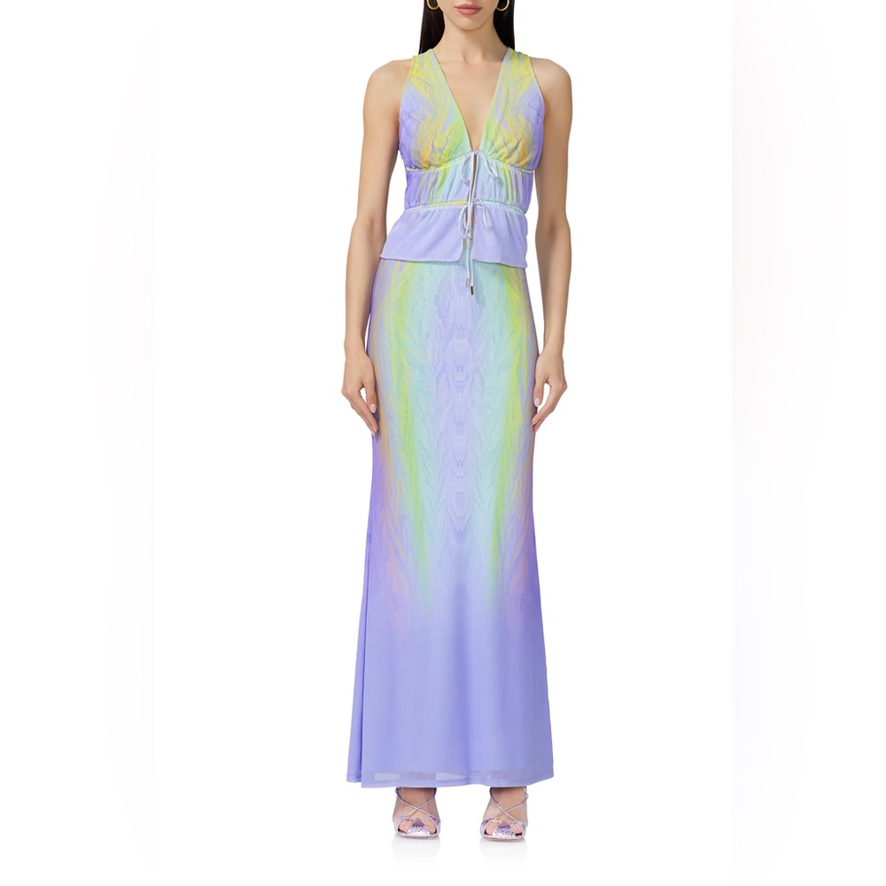 Bloomingdale's Pastel Placed Citrus Swirl Maxi Skirt - Picture 5 of 7